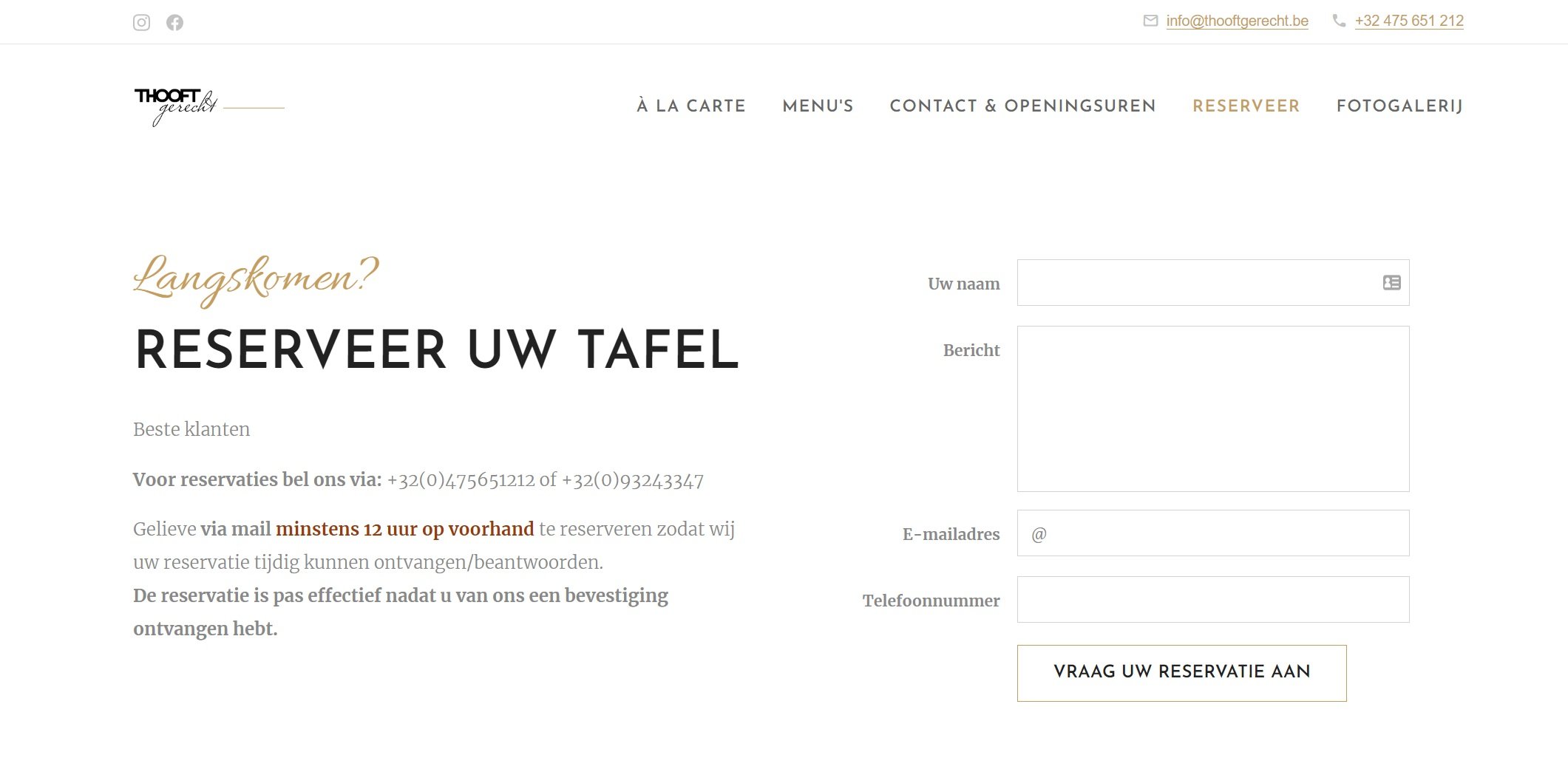 Make an online reservation at THOOFTgerecht