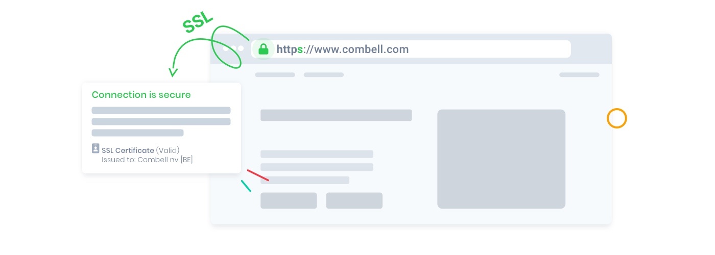 An address bar with an https url and a lock icon. This ensures a secure connection (SSL).