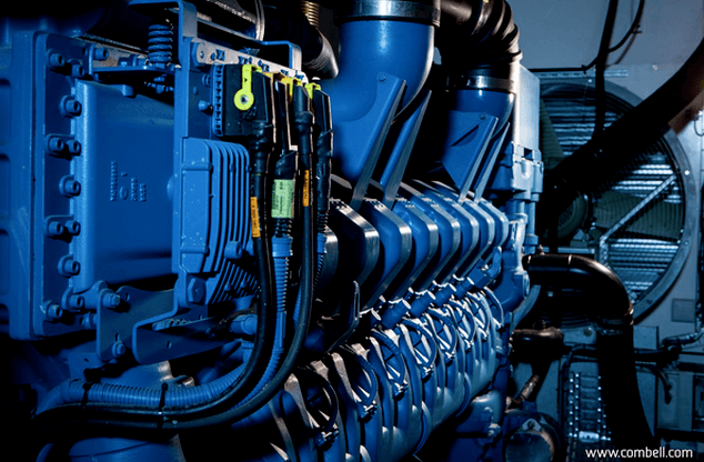 Scheepsmotoren als energie back-up in het Combell Datacenter